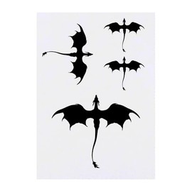 Azeeda 4 x 'Fliegende Drachensilhouette' Temporäre Tattoos - Wasserfest, Hautfreundlich & Ungiftig · Transfers in Verschiedenen Größen (TO00074950)