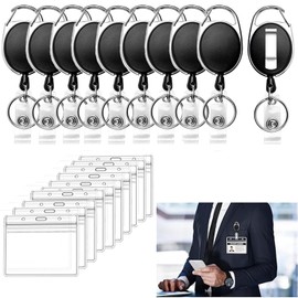 RXKFIGX Pack of 10 Key Fob Retractable Retractable ID Card Holder with Carabiner ID Card Badge Clips Reels with Badge Holder Clips ID Holder Extendable for ID Card Case