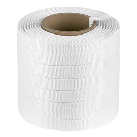 QWORK 3/4" x 500' Woven Cord Strapping Roll of 6" x 3" Core Size,, Heavy Duty Polyethylene Braided Rope Strap Roll, 2400 lb Strong Break Strength Poly Cord Strapping, White