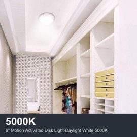 MingBright 6Inch LED Motion Sensor Ceiling Light, LED Flush Mount Ceiling Lighting Fixture for Indoor or Outdoor, Stairs, Closet Rooms, Pantry, Porches, Laundry Rooms, 5000K Daylight White ETL Rated