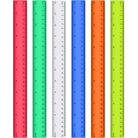 Zonon Zonon 6 Pcs 12 Inch Ruler Bulk Colorful Plastic Flexible Straight Metric Rulers with Centimeters and Inches Drafting Measuring Tool for Classroom School Students Education
