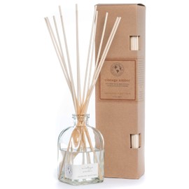 Eco Candle Co. Reed Diffuser Set, Vintage Amber, 4 oz. - Scents of Wood Resin, Nutmeg, Cinnamon, & Vanilla - Premium Fragrance and Essential Oil Blends, Clear Glass, 12 Reed Sticks, Recycled Box