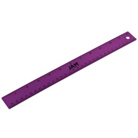 JAM PAPER Strong Aluminum Ruler - 12 Inch - Metal Ruler with Non-Skid Cork Backing - Purple Metallic - Sold Individually