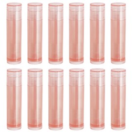Mini Skater 12Pcs 3/16 Oz (5.5ml) Empty Lip Balm Tubes With Twist Bottom and Top Cap Lip Gloss Tubes for Lady Women Makeup Tool (Pink)