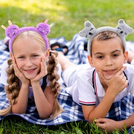 Melbelia Animal Ear Headbands, 2 Pcs Plush Koala Bunny Ears Costume Headband Hair Band Cute Ear Hair Accessories for Themed Events and Party Decoration(Grey&Purple)