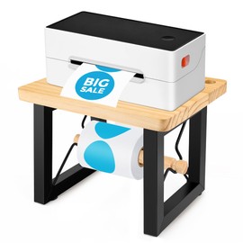 COITEK Label Holder for Rolls and Fan-Fold Labels, Wooden Desktop Printer Label Organiser for Thermal Printer, Space-Saving Design for Home, Office & Small Business