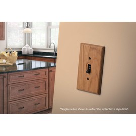 Liberty Hardware 64658 Wood Square Double Switch Wall Plate / Switch Plate / Cover, Medium Oak