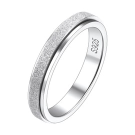 Suplight 925 Silver Anti-Stress Anxiety Meditation Spinner Rings with Engraving, Rotating Fidget Ring, Size 49-67, Sterling Silver