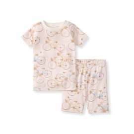Burt's Bees Baby Baby Girls' Toddler Pajamas, Sleeve Tee and Shorts 2-Piece Pj Set, 100% Organic Cotton, Bicycles