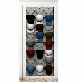 Over-the-Door Hat Organizer for Baseball Caps – 24 Clear Pockets for Closet and Bedroom Storage