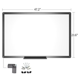 VIZ-PRO Magnetic Whiteboard/Dry Erase Board with Black Aluminium Frame, 48 X 24 Inches, Includes 1 Eraser & 2 Markers & 4 Magnets