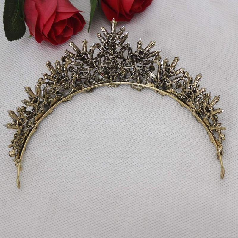 1PC Vintage Baroque Crown Alloy Bridal Hair Tiara Headpiece (Black)