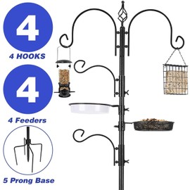 ERYTLLY Bird Feeding Station Kit Bird Feeder Pole Wild Bird Feeder Hanging Kit Planter Hanger Multi Feeder Hanging with Metal Suet Feeder Bird Bath for Attracting Wild Birds
