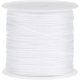 Nylon Cords White Bracelet String Nylon Satin Cord Wind Chime String Thread Macrame Waxed Braided Trim for Valentine's Day Present Jewelry Making, Beading, Macrame Craft, Blinds (1.5mm X 60Yards)