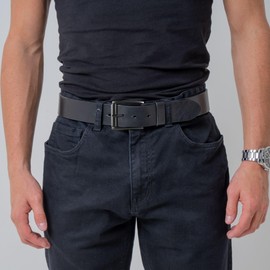 BELTINGER Jeans Belt with Roller Buckle Made of Full Cowhide Leather 4 cm | High-Quality Leather Belt for Men 40 mm | Men's Belt Made in Italy, black, silver