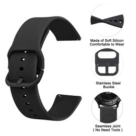 YILED Silicone Watch Bands Quick Release 20mm 22mm, Soft Sport Replacement Watch Strap for Women Men (22mm, Black+White+Grey)