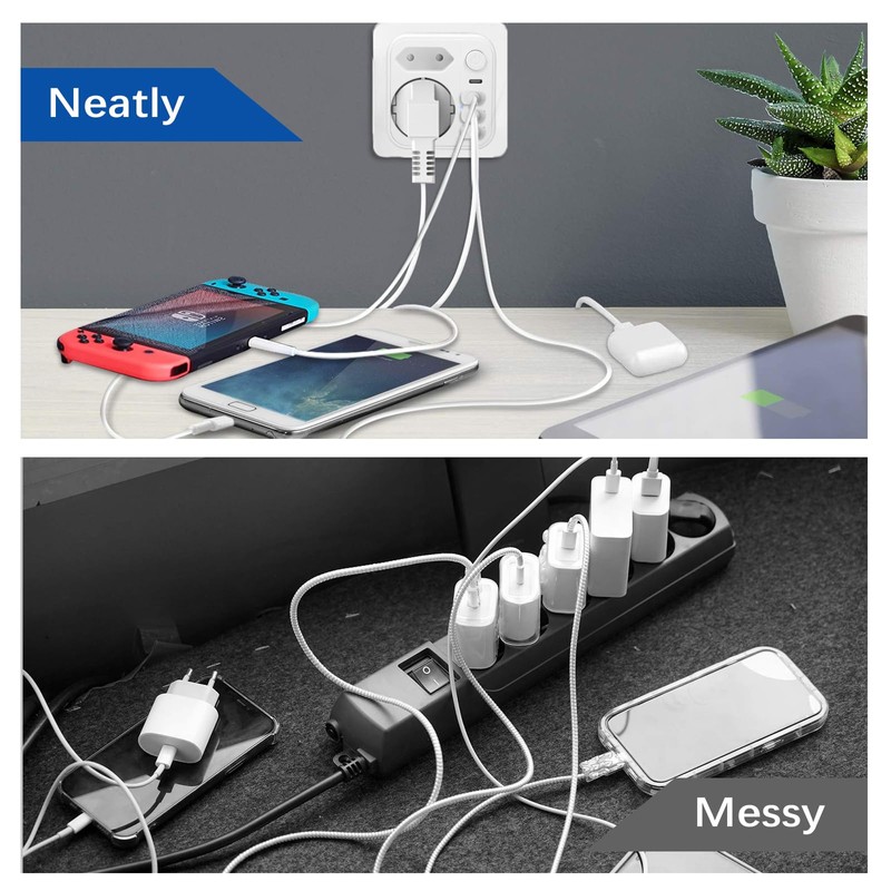 VMUTGA Double Plug for Socket, Multiple Socket Adapter with 3