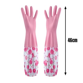 LHLZNB marigold gloves medium，washing up gloves–Household & Garden Chores, Weeding, Gardening,Washing, Cleaning & Dishwashing–Extra Protection Sleeves-Waterproof and Lined for Warmth (Pink)
