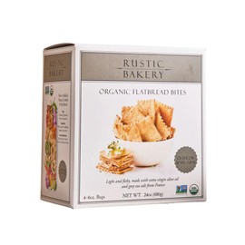 Rustic Bakery Handmade Sourdough Flatbread Cracker Bites - Olive Oil & Sel Gris - Sea Salt Charcuterie Crackers for Cheese Platters or Snacking - Made in California - Pack of 4, 6 Oz Bags