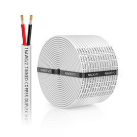 NAOEVO 16 Gauge Marine Wire Duplex, 16 AWG Stranded PVC Marine Electrical Wire, Waterproof/Corrosion Resistant/Tinned Copper Electrical Cable for Boat/Automotive/RV/Solar (100FT)