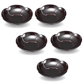 Echizen Lacquerware Lacquerware Lacqueryukan Saijiki [G4124-19] Tamari Plum Shaped Tea Holder Set of 5, Cosmetic Box, φ4.9 x 1.2 inches (12.4 x 3 cm)
