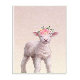 Stupell Industries Baby Lamb Floral Rose Crown Girly Pink Nursery, Designed by Ziwei Li Art, 13 x 19, Wall Plaque