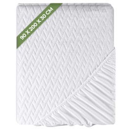 Utopia Bedding Waterproof Mattress Protector (90 x 200 x 30 cm) High Quality Zigzag Design Breathable Mattress Protector Made of Soft 3D Fabric, Perfect Fit with Deep Stretchy Pockets