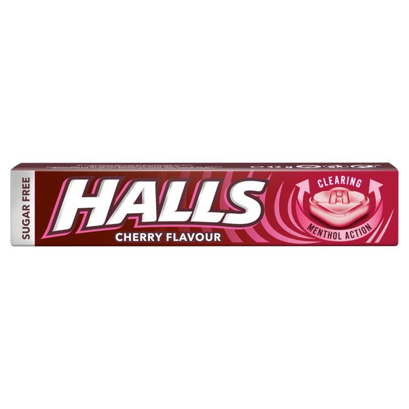Halls Sugar Free Cherry Mentho-Lyptus Throat Lozenges Stick 32 g