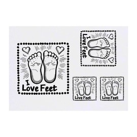 Azeeda 4 x 'Ich liebe Füße mit Herzen' Temporäre Tattoos - Wasserfest, Hautfreundlich & Ungiftig · Transfers in Verschiedenen Größen (TO00074726)
