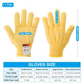 PATIKIL Cut Resistant Gloves, 1 Pair Level 5 Protection Anti Cutting Gloves Cut Proof Gloves for Kitchen Wood Carving Working, Extra Large, Yellow
