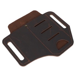 BESPORTBLE Elegant Brown Leather Belt Organizer Flashlight Pen Pocket for Men's Tools