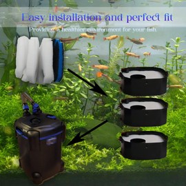 PurifyLogix Replacement Canister Filter Pads Compatible with AMOSIJOY 172/225/265GPH, 6 White Floss and 2 Coarse Filter Pads for Pondforse 172/225/265GPH Aquarium (8)