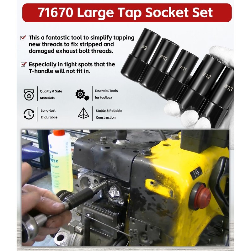 71670 Tap Socket Set Fits 5/8", 11/16", 3/4", 7/8" and