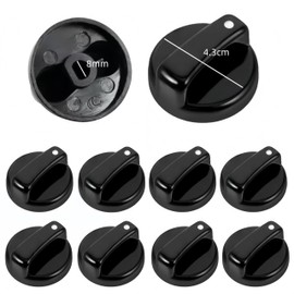 8pcs Gas Stove Knobs, Ai-OUMLEEF Stove Knobs,Hob Knob,Universal Gas Hob Adapter Accessories,Kitchen Stove Gas Stove Oven, for Kitchen Stove Gas Stove Oven Kitchenware (Black 8mm)