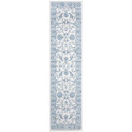 SAFAVIEH Brentwood Collection 2' x 20' Light Grey/Blue BNT854G Oriental Floral Scroll Non-Shedding Living Room Bedroom Runner Rug