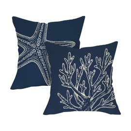 Fjfz Beach Coastal Starfish Coral Decorative Throw Pillow Covers
