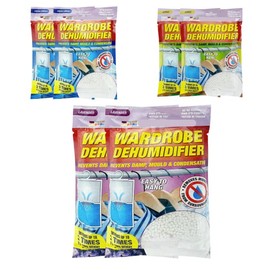 x6 Disposable Wardrobe Dehumidifier Hanging Bags - Specially Designed to Remove Moisture from Wardrobes Absorbs Damp, Moisture & Condensation Fast & Effectively (x2 Citrus x2 Lavender x2 Fresh Linen)
