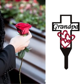 ICHU Metal Cross Garden Stake Memorial Sign Marker for Grave, Cemetery Decorations, 11.8 x 5.91 inches, Black, Rectangular, Religious, Ground Mount, 200g