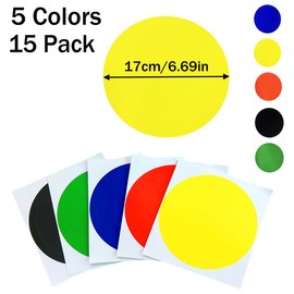 6.69inch Colored Moving Large Round Labels-15PCS Circle Labels Dots Stickers,Organizational Storage Markers for Moving,Nursery School,Office,Garage & Yard Sale 5 Colors (15PCS-5 Colors-6.69inch)