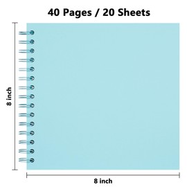 Hiwhy Scrapbook 8x8 Inch DIY Scrapbook Album Hardcover Kraft Paper Scrap Book Photo Albums 20 Sheets Memory Book for Family Wedding, Light Blue