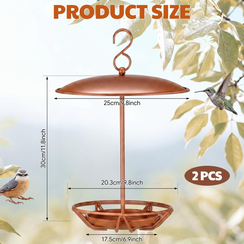 2 Pcs 2 Pack Hanging Cylinder Bird Feeder Outdoor, Brown