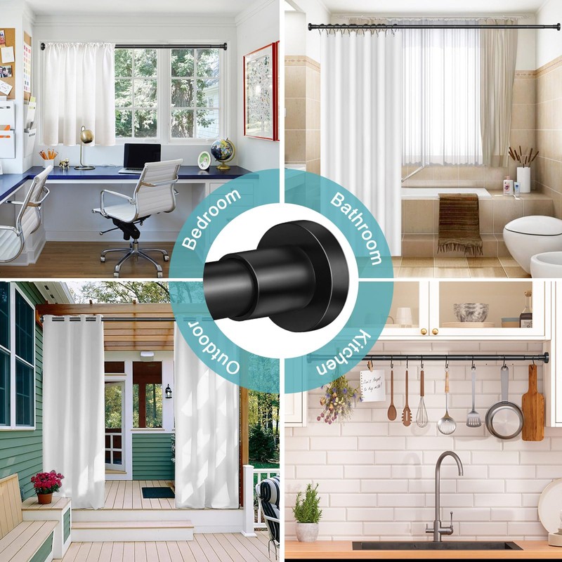 YNL Black Shower Curtain Rod 32-94 Inch(2.7-7.8ft), Non-Slip, Never Rust,