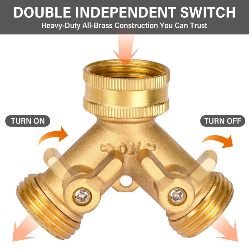 BEAUGIREW Garden Hose Y Valve Hose Splitter Solid Brass Hose