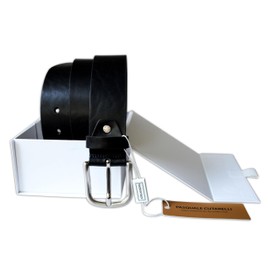 PASQUALE CUTARELLI Men's Bullhide Leather Belt – Extra Wide – Black – 36in