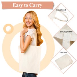 Vaktop Jute Bag, 40 x 35 cm Fabric Bag, Pack of 2 Cotton Bags, Unprinted, Fabric Bags for Painting, Fabric Bag, Shopping Bag with Two Long Handles for Sports, Shopping, Food, natural, M