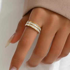 Eternity Rings Gold Rings for Women Non Tarnish Bague Femme Or Cubic Zirconia Love Ring Stackable Rings Jewelry Gifts