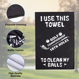 Golf Accessories Towel Gifts for Men,Golf Towels for Golf Bags Microfiber Cleaning Cloth with Clip for Balls & Clubs,Gifts for Christmas Birthday Fathers Day (Black #2, 60 x 40cm / 24 x 16 inches)