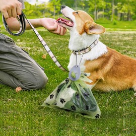 Briuhap Dog Poop Bag Holder, 3-Piece Hands-Free Hook and Waste Bag Dispenser Set with 1 Roll of Poop Bags, Fits Any Leash (Black)