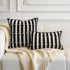 20"x20" Black Cream Stripe Tufted Pillow Covers Luxury Geometric Accent