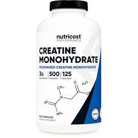 Nutricost Monohidrato de creatina 3,000 mg 500 cpsulas, 125 porciones, 750 mg de monohidrato de creatina por cpsula                                   